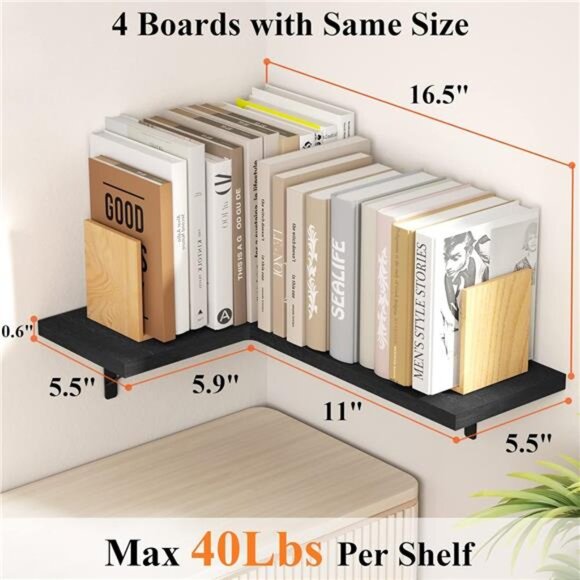 Corner Shelf Wall Mounted,Floating Wall Shelves for Storage,Rustic Wood Hanging - Picture 3 of 7